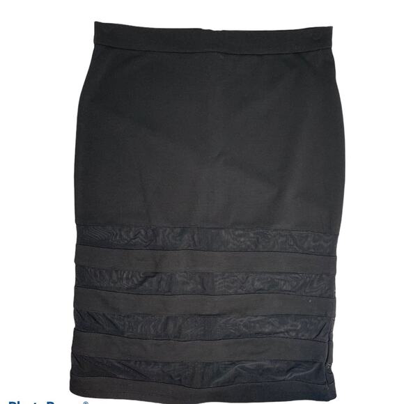 Forever 21 Large black Sheer panel midi skirt zip - Picture 1 of 5